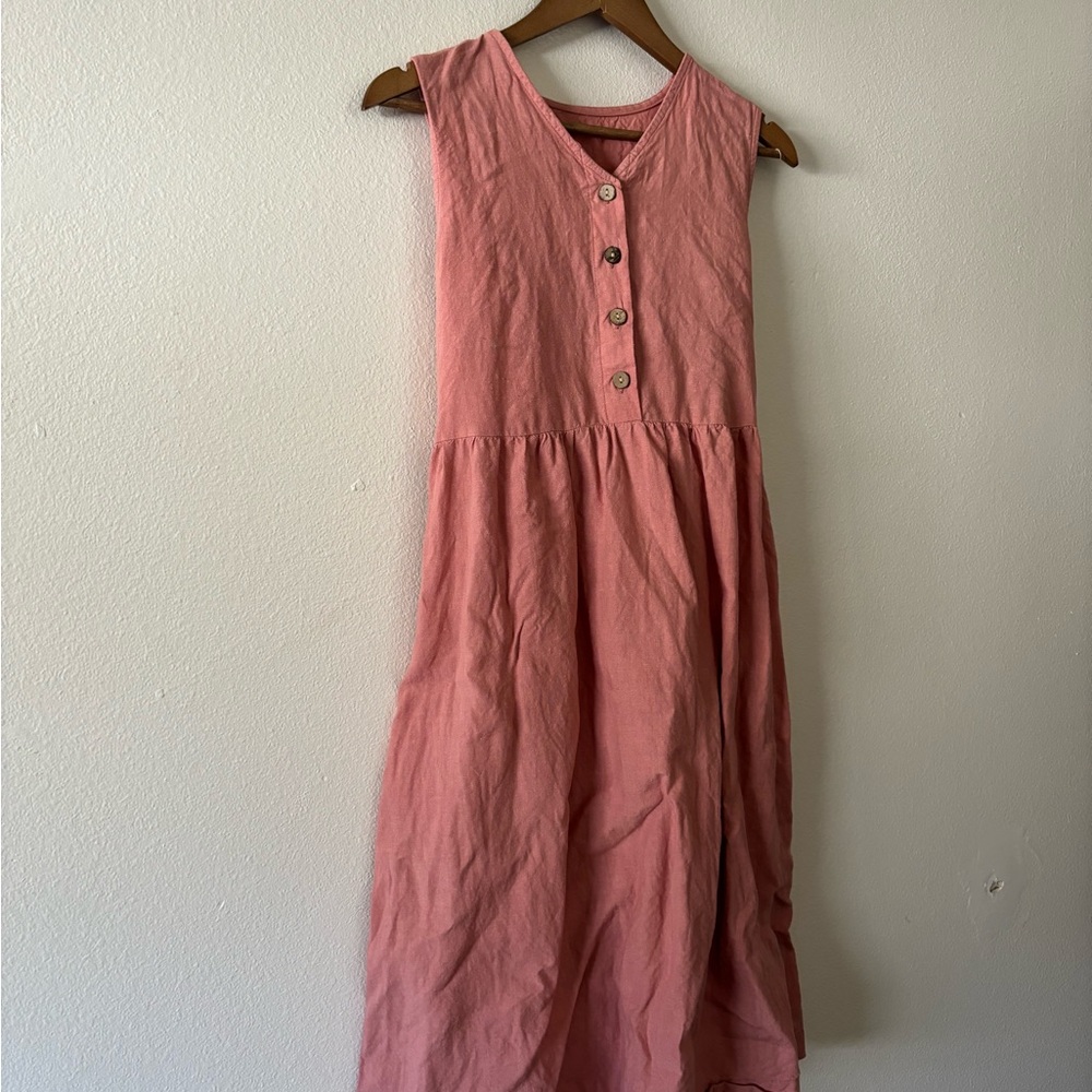 Pink Sleeveless Midi Dress
